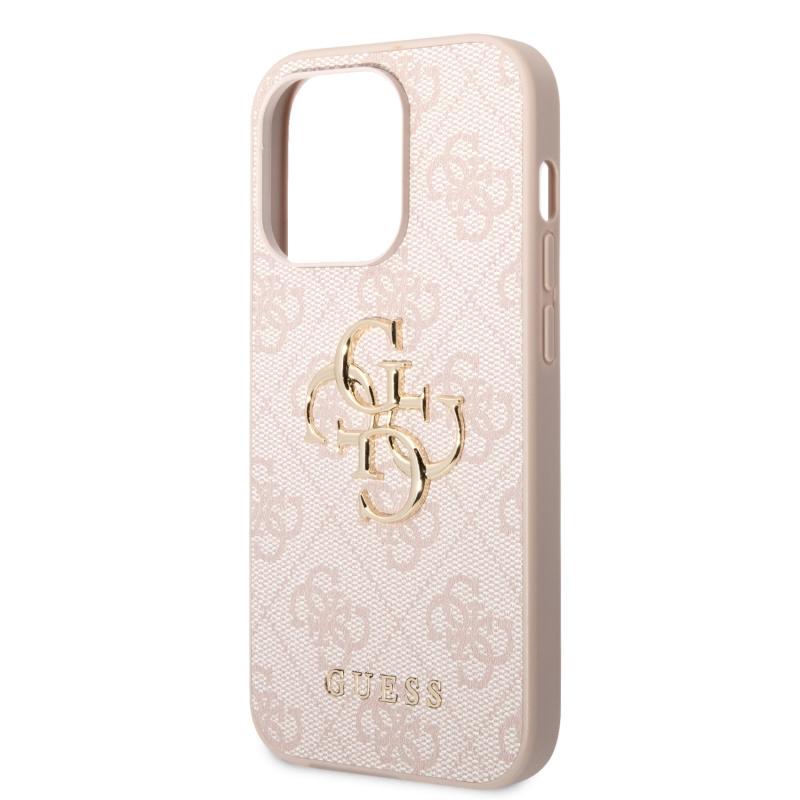 Guess PU 4G Metal Logo Zadný Kryt pre iPhone 15 Pro Max Pink