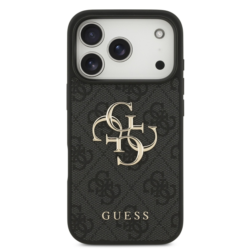 Guess PU 4G Metal Logo zadný kryt pre iPhone 18 Pro, sivý