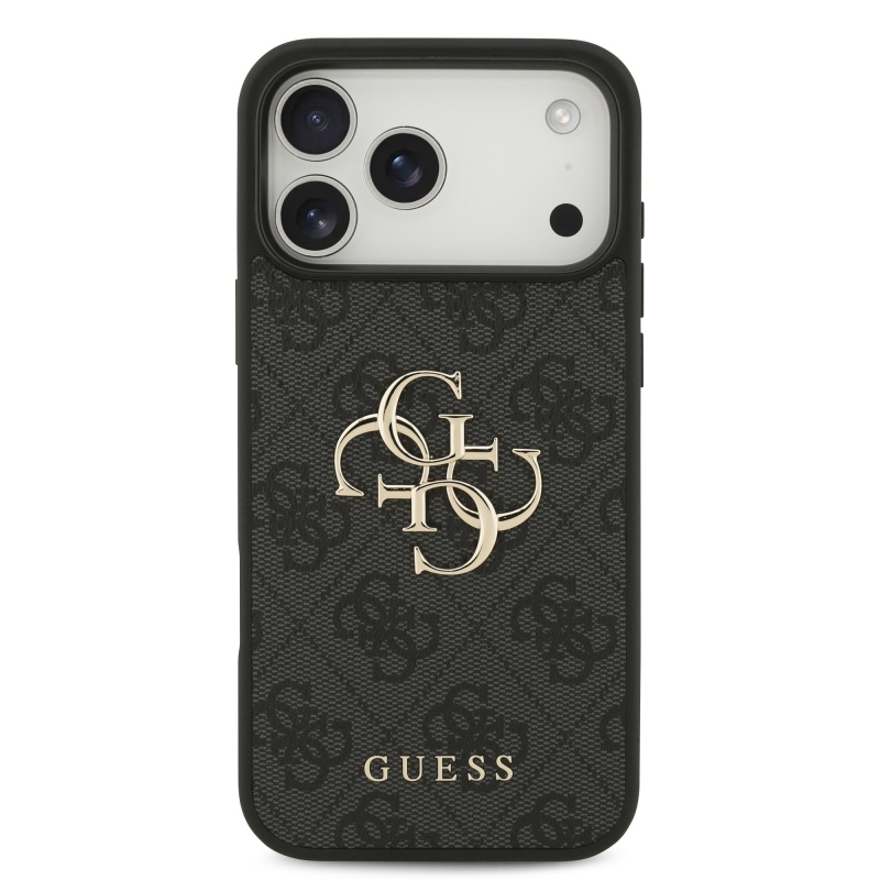 Guess PU 4G Metal Logo zadný kryt pre iPhone 18 Pro Max, sivý