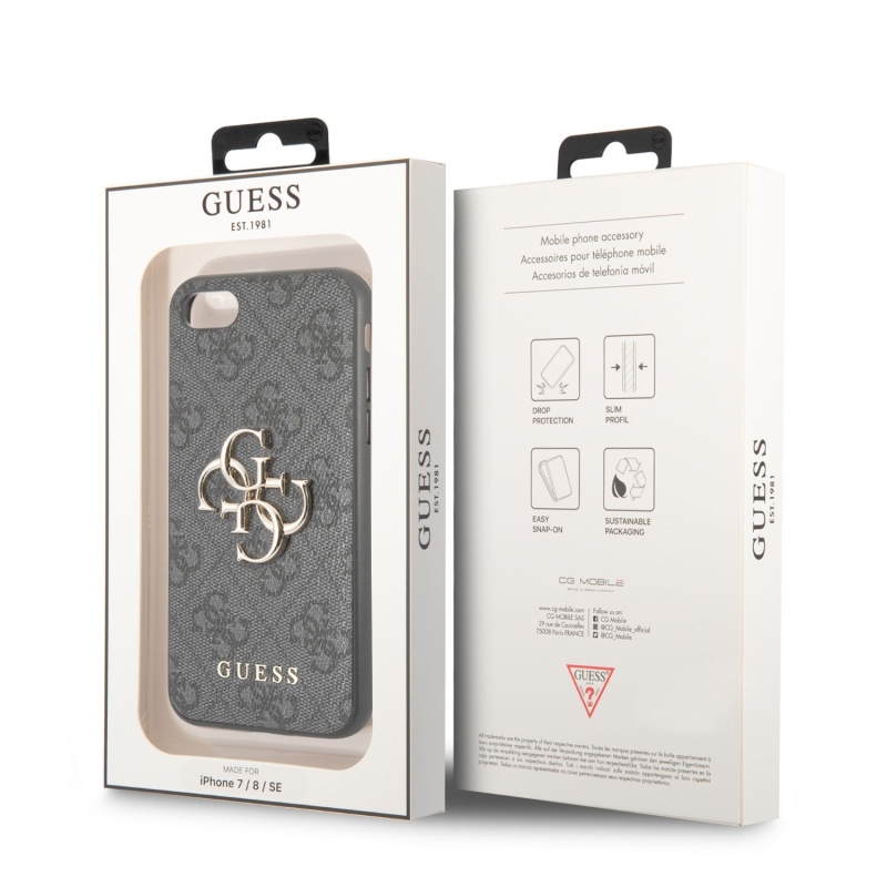 Guess PU 4G Metal Logo Zadný Kryt pre iPhone 7/8/SE2020/SE2022 Grey