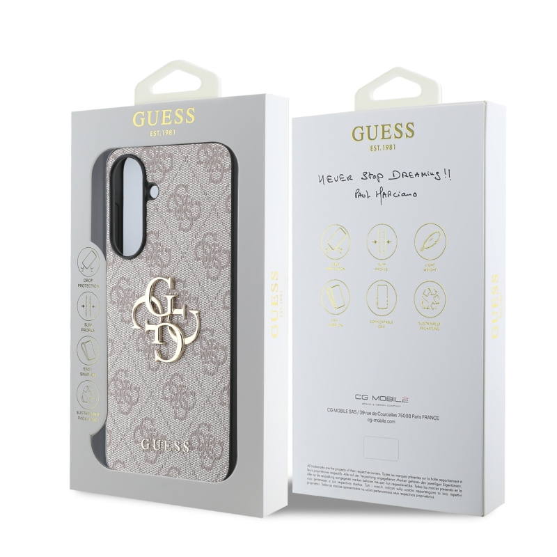Guess PU 4G Metal Logo Zadný Kryt pre Samsung Galaxy A36 Pink