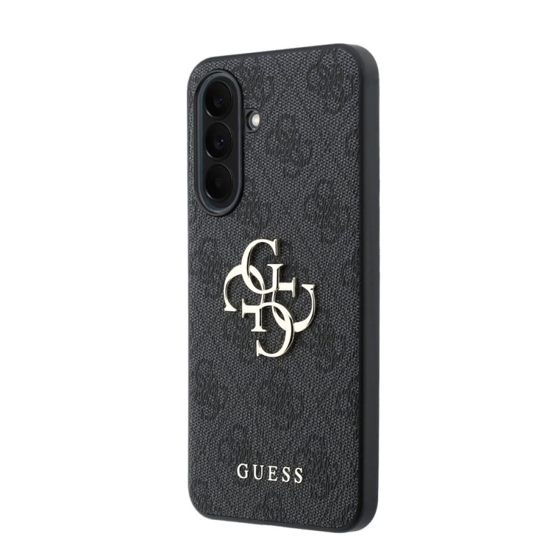 Guess PU 4G Kovový zadný kryt s logom pre Samsung Galaxy A37 Grey