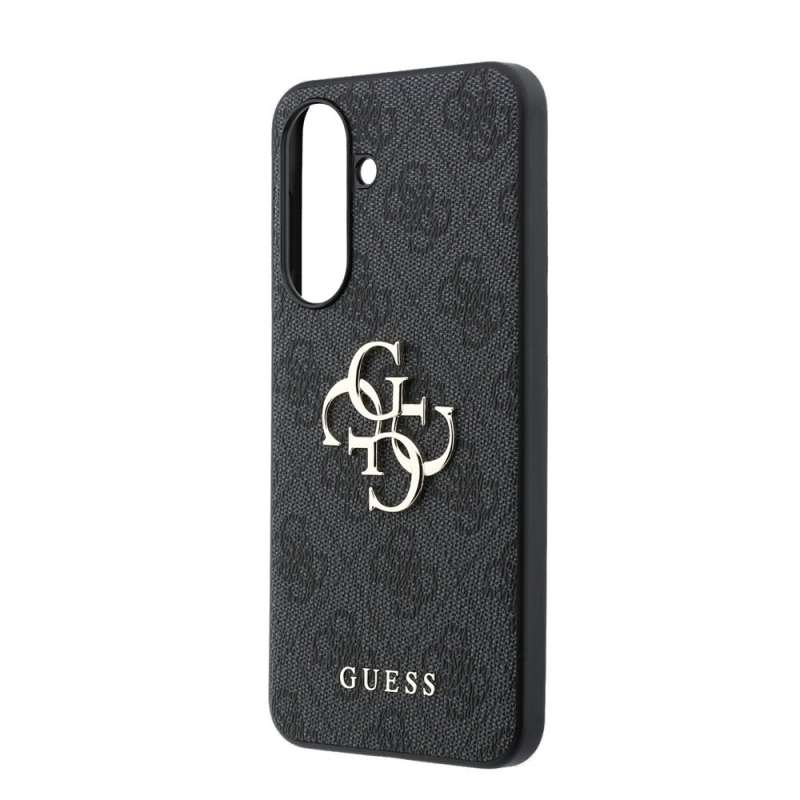 Guess PU 4G Kovový zadný kryt s logom pre Samsung Galaxy A37 Grey
