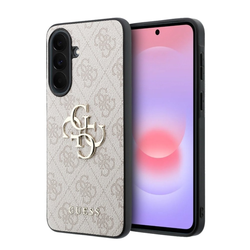 Guess PU 4G Kovový zadný kryt s logom pre Samsung Galaxy A37 Pink
