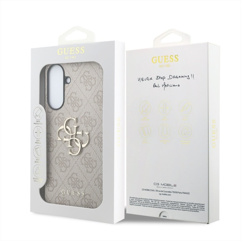 Guess PU 4G Kovový zadný kryt s logom pre Samsung Galaxy A37 Pink