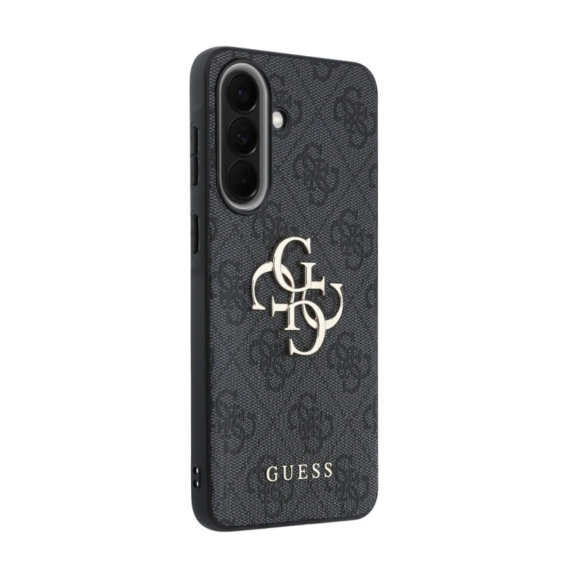 Guess PU 4G Kovový zadný kryt s logom pre Samsung Galaxy A57 Grey