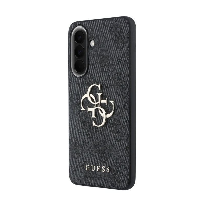 Guess PU 4G Kovový zadný kryt s logom pre Samsung Galaxy A57 Grey