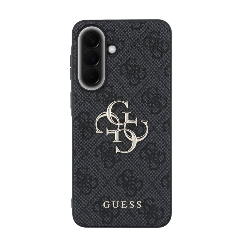 Guess PU 4G Kovový zadný kryt s logom pre Samsung Galaxy A57 Grey