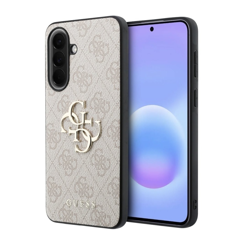 Guess PU 4G Kovový zadný kryt s logom pre Samsung Galaxy A57 Pink