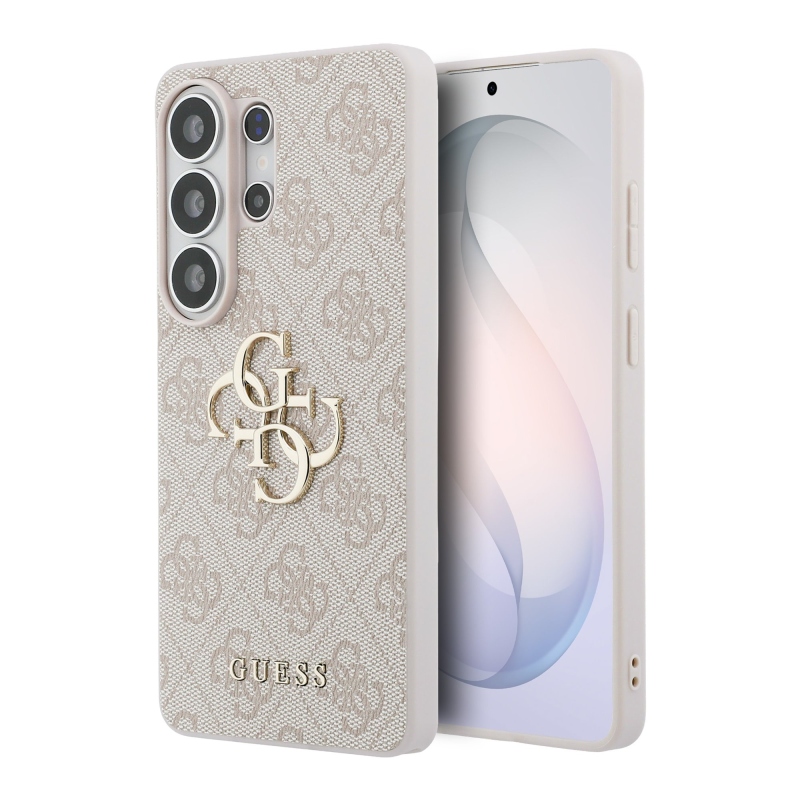 Guess PU 4G Kovový zadný kryt s logom pre Samsung Galaxy S26 Ultra Pink