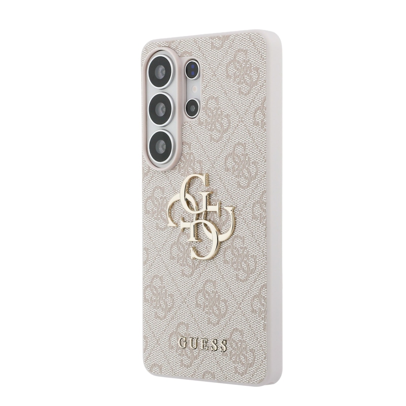 Guess PU 4G Kovový zadný kryt s logom pre Samsung Galaxy S26 Ultra Pink