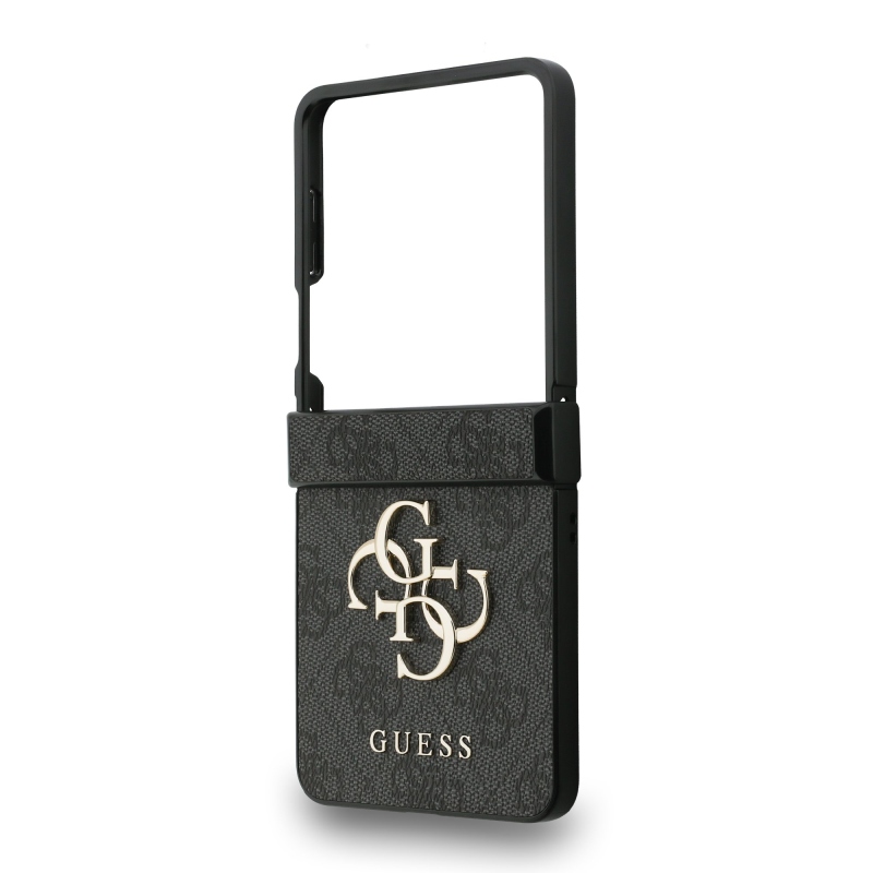 Guess PU 4G Metal Logo Zadný Kryt pre Samsung Galaxy Z Flip 7 Grey