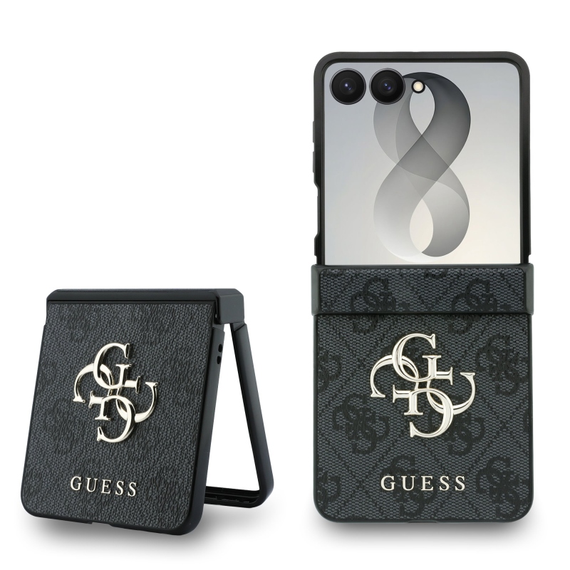 Guess PU 4G Metal Logo – zadný kryt pre Samsung Galaxy Z Flip 8, sivý
