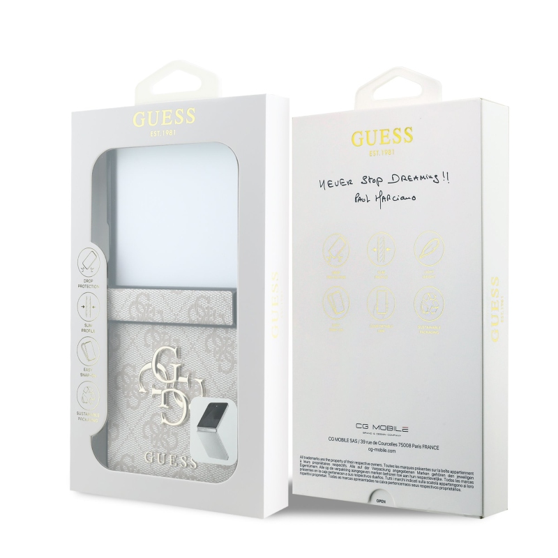 Guess PU 4G Metal Logo zadný kryt pre Samsung Galaxy Z Flip 8 ružový