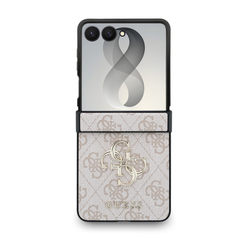 Guess PU 4G Metal Logo zadný kryt pre Samsung Galaxy Z Flip 8 ružový