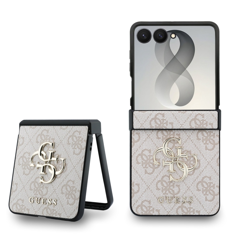 Guess PU 4G Metal Logo zadný kryt pre Samsung Galaxy Z Flip 8 ružový