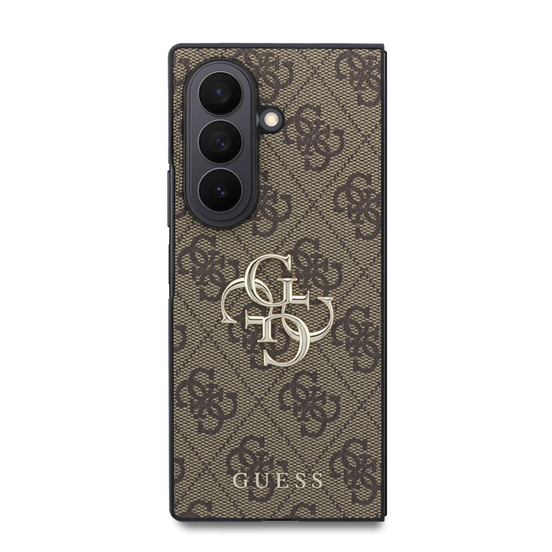 Guess PU 4G Metal Logo – zadný kryt pre Samsung Galaxy Z Fold 8 Ultra Brown