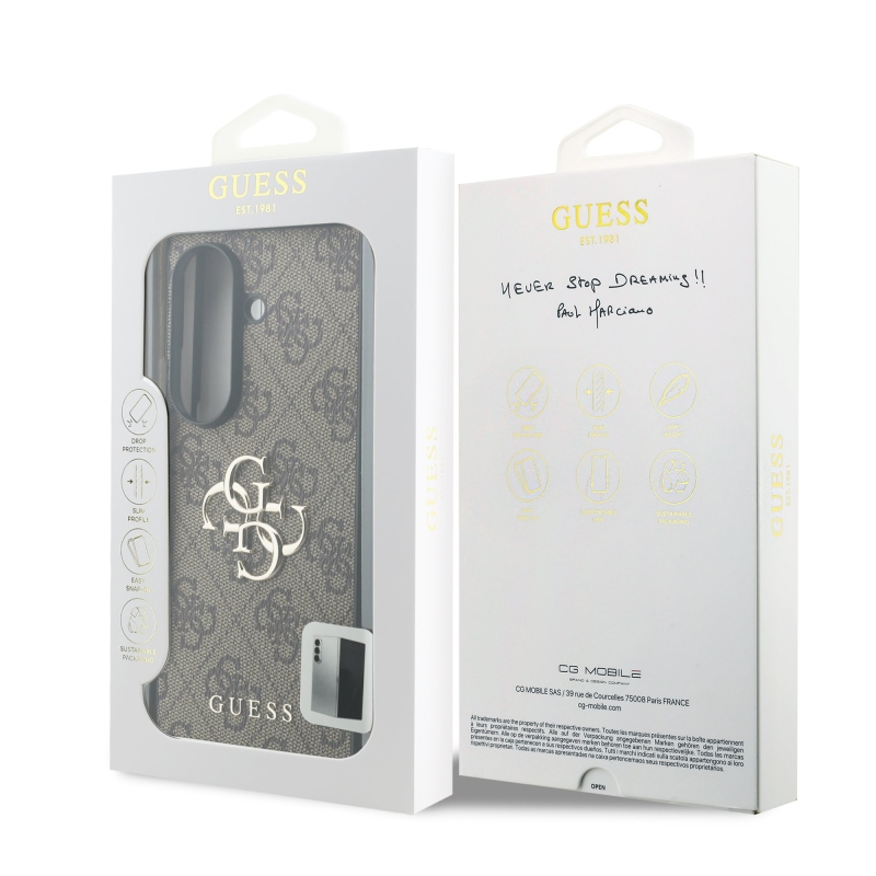 Guess PU 4G Metal Logo – zadný kryt pre Samsung Galaxy Z Fold 8 Ultra Brown