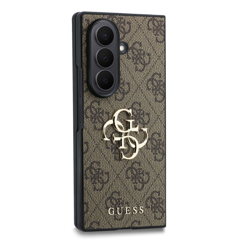 Guess PU 4G Metal Logo – zadný kryt pre Samsung Galaxy Z Fold 8 Ultra Brown