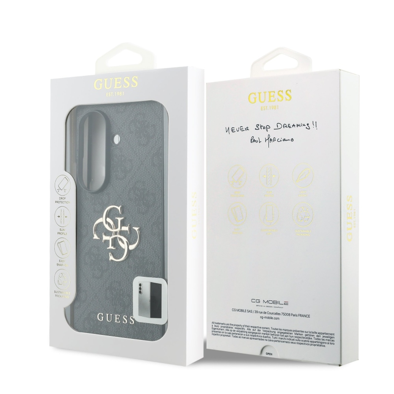 Guess PU 4G Metal Logo – zadný kryt pre Samsung Galaxy Z Fold 8 v šedej farbe Ultra Grey