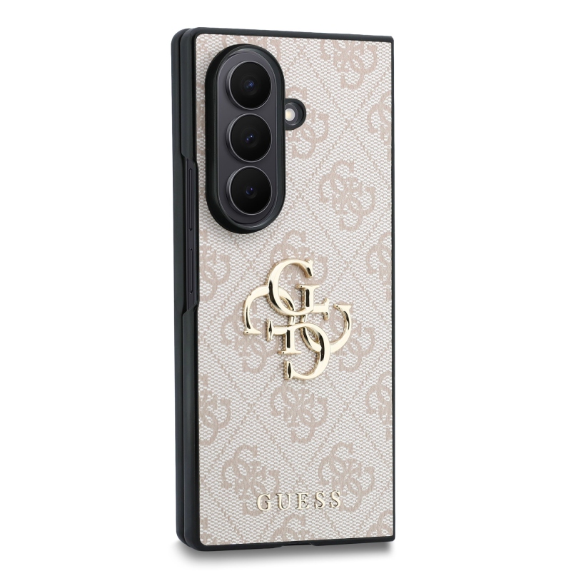 Guess PU 4G Metal Logo zadný kryt pre Samsung Galaxy Z Fold 8 Ultra Pink