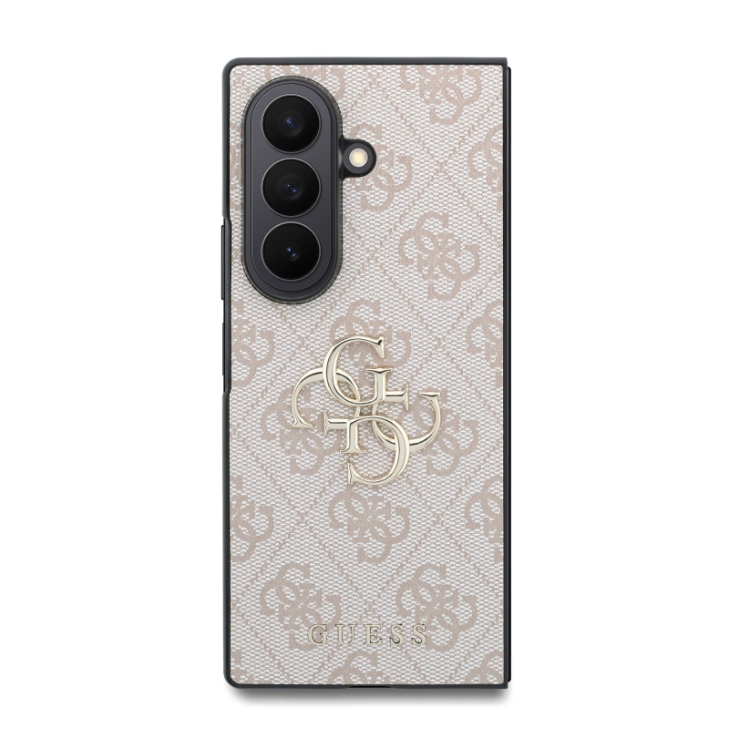 Guess PU 4G Metal Logo zadný kryt pre Samsung Galaxy Z Fold 8 Ultra Pink