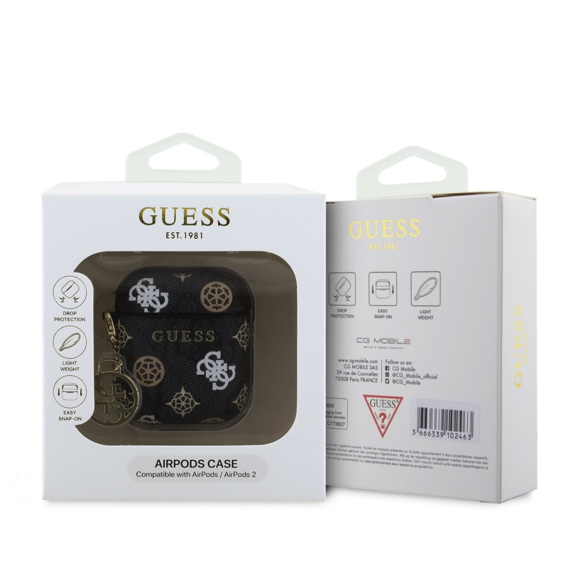 Puzdro Guess PU 4G Peony Charm pre AirPods 1/2 Black