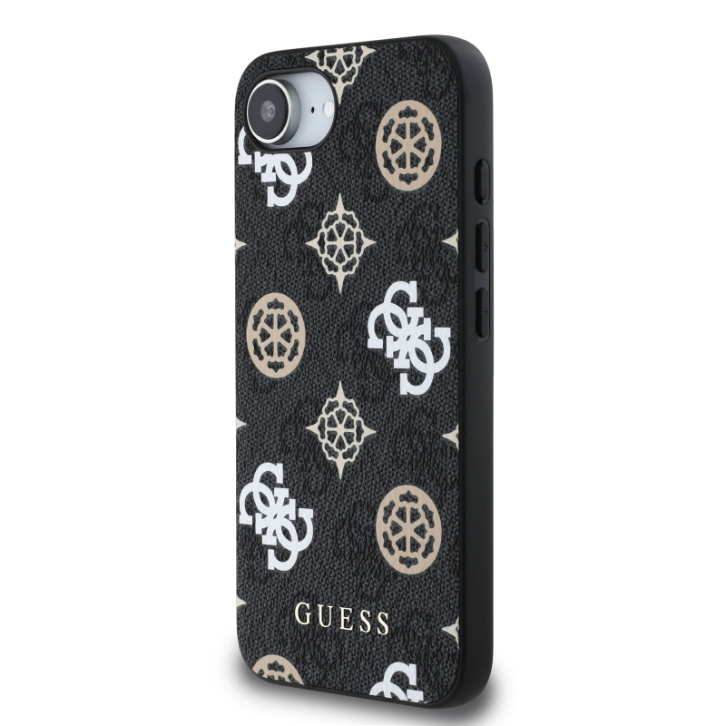 Guess PU 4G Peony MagSafe zadný kryt pre iPhone 16e/17e Black
