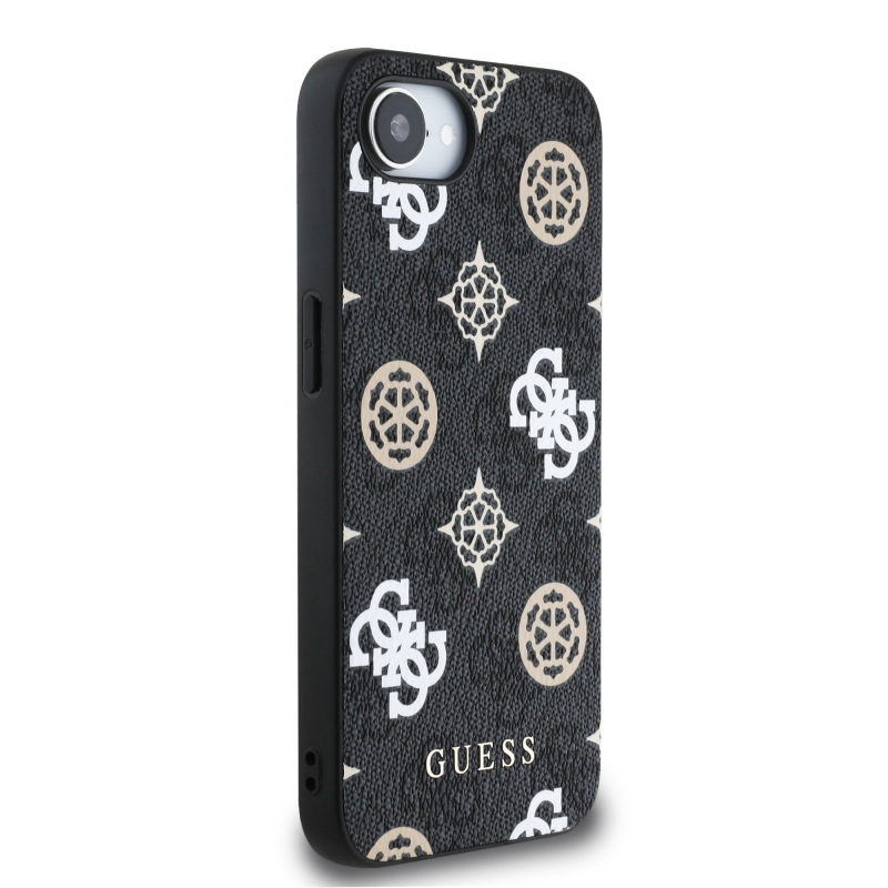 Guess PU 4G Peony MagSafe zadný kryt pre iPhone 16e/17e Black