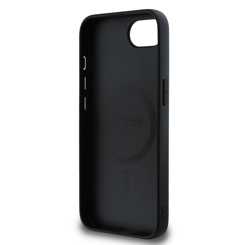 Guess PU 4G Peony MagSafe zadný kryt pre iPhone 16e/17e Black