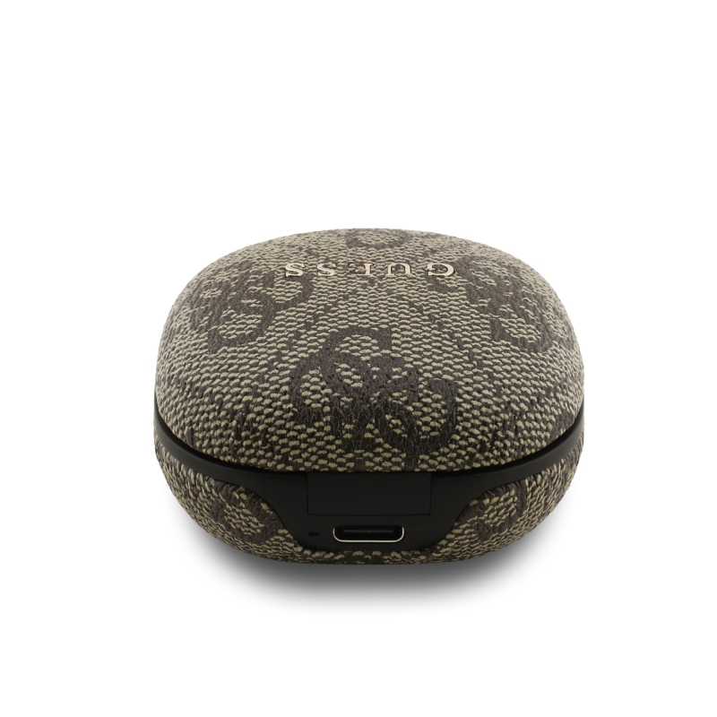 Bezdrôtové slúchadlá Guess PU 4G Script Logo ENC TWS Brown