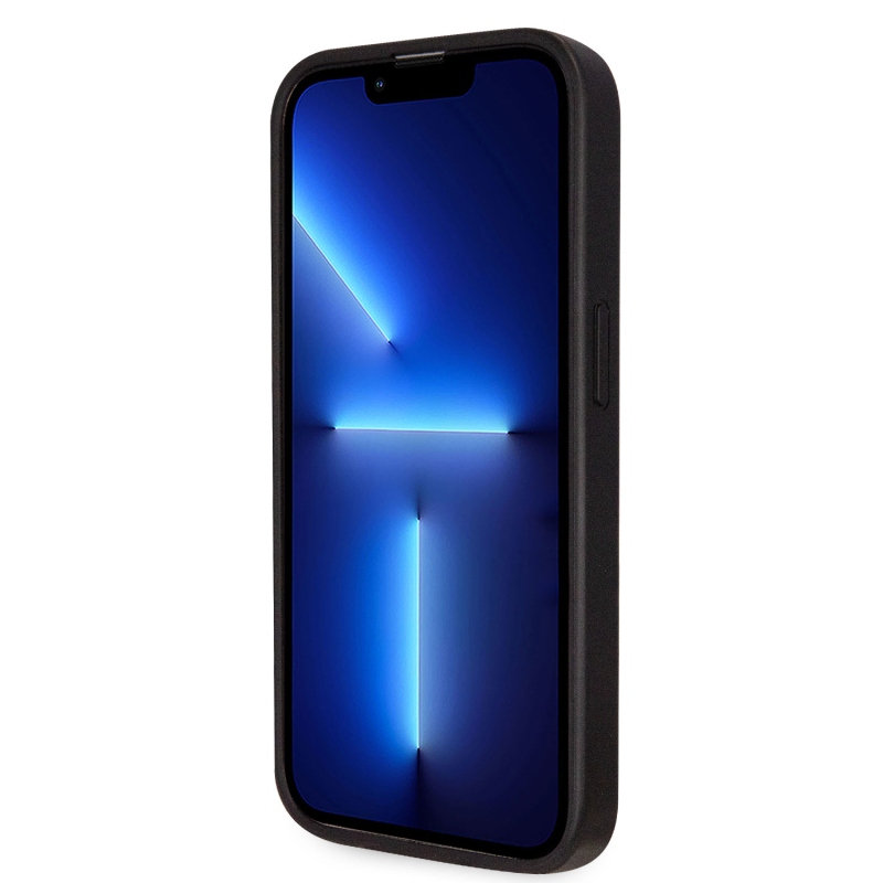 Guess PU 4G Strass Triangle Metal Logo Zadný Kryt + Crossbody Popruh pre iPhone 15 Pro Max Black