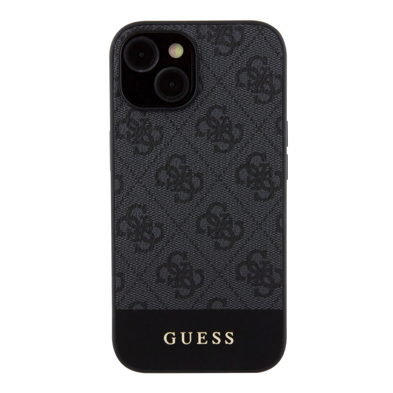 Guess PU 4G Stripe MagSafe Zadný Kryt pre iPhone 15 Black