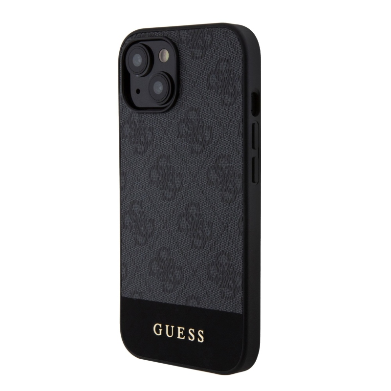 Guess PU 4G Stripe MagSafe Zadný Kryt pre iPhone 15 Black