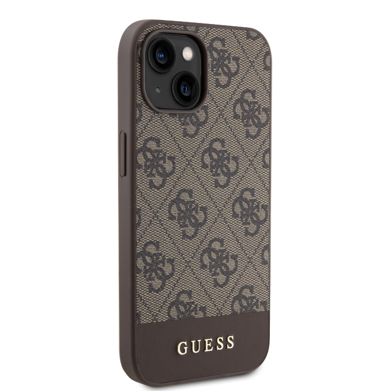 Guess PU 4G Stripe MagSafe Zadný Kryt pre iPhone 15 Brown