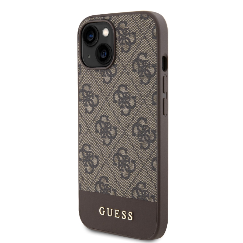 Guess PU 4G Stripe MagSafe Zadný Kryt pre iPhone 15 Brown