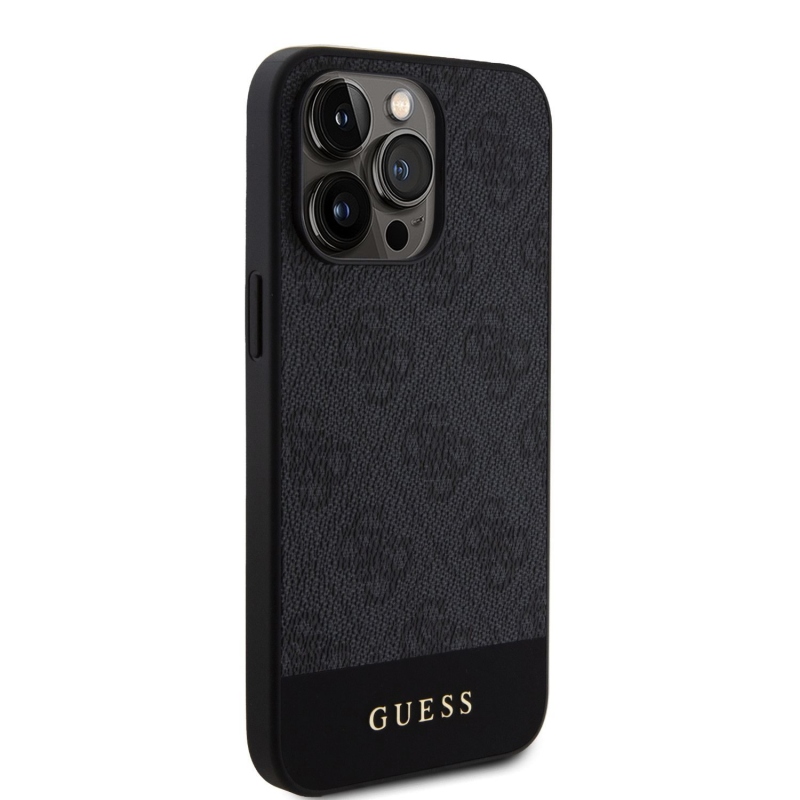 Guess PU 4G Stripe MagSafe Zadný Kryt pre iPhone 15 Pro Black