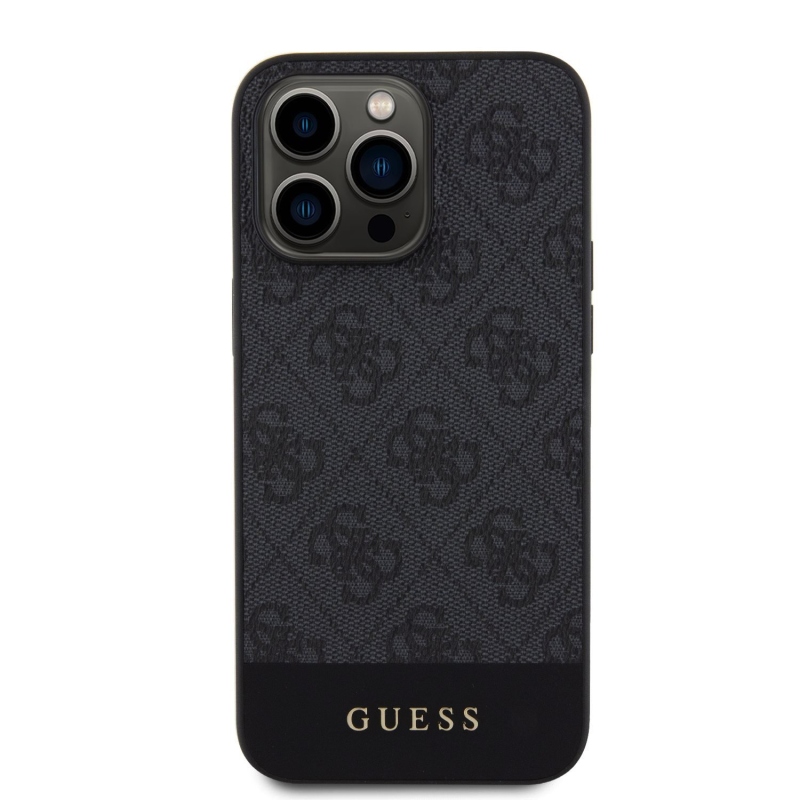 Guess PU 4G Stripe MagSafe Zadný Kryt pre iPhone 15 Pro Black