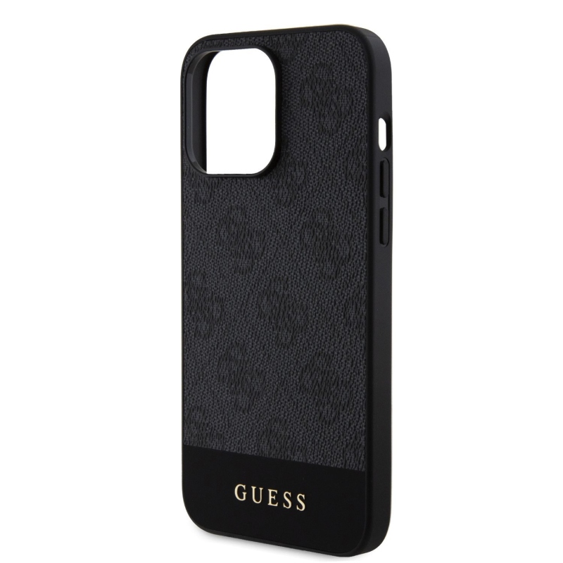 Guess PU 4G Stripe MagSafe Zadný Kryt pre iPhone 15 Pro Black