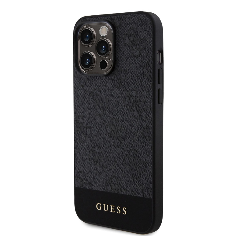 Guess PU 4G Stripe MagSafe Zadný Kryt pre iPhone 15 Pro Black