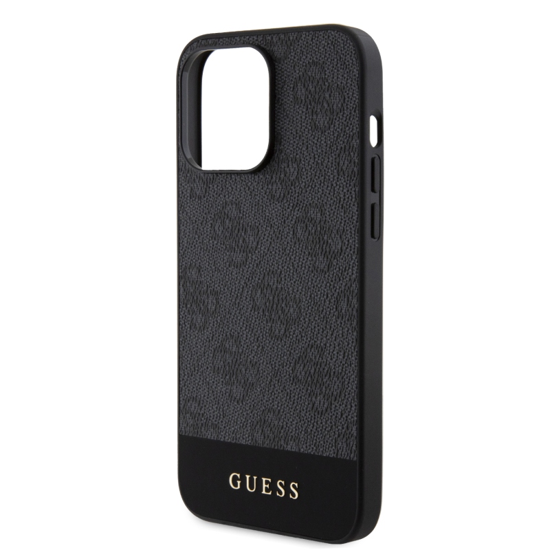 Guess PU 4G Stripe MagSafe Zadný Kryt pre iPhone 15 Pro Max Black