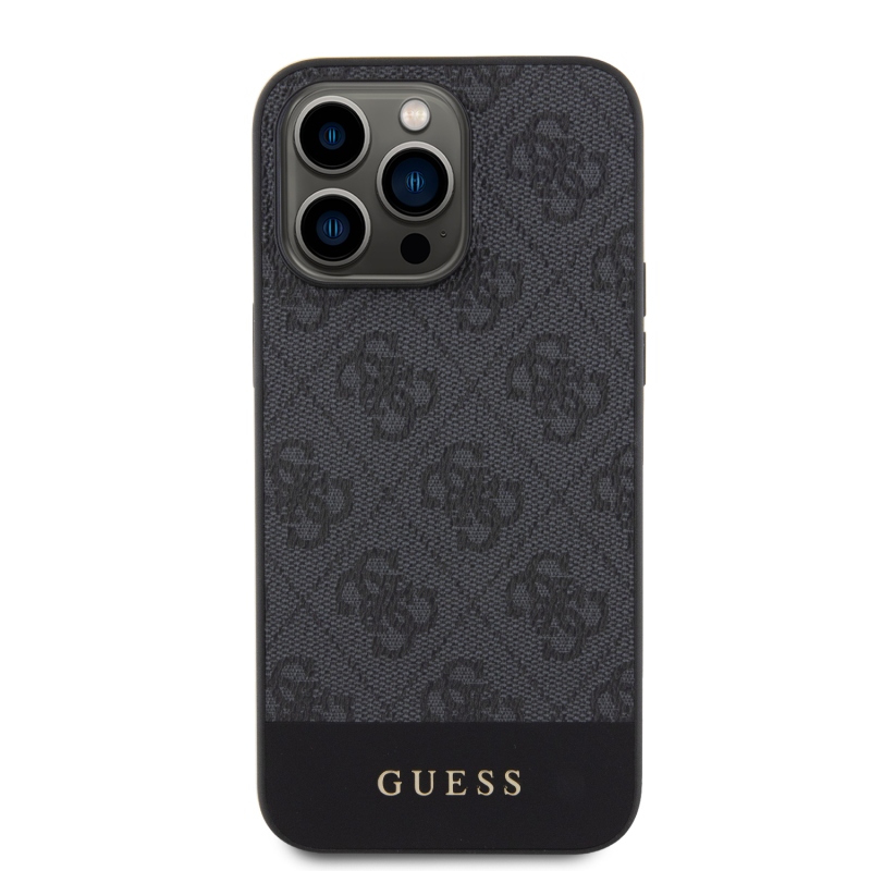 Guess PU 4G Stripe MagSafe Zadný Kryt pre iPhone 15 Pro Max Black