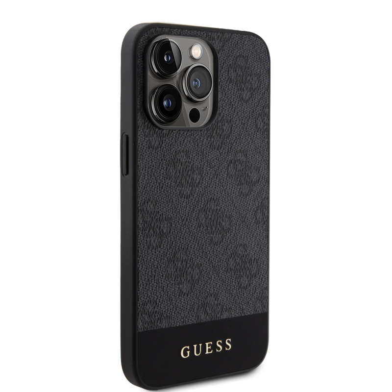 Guess PU 4G Stripe MagSafe Zadný Kryt pre iPhone 15 Pro Max Black