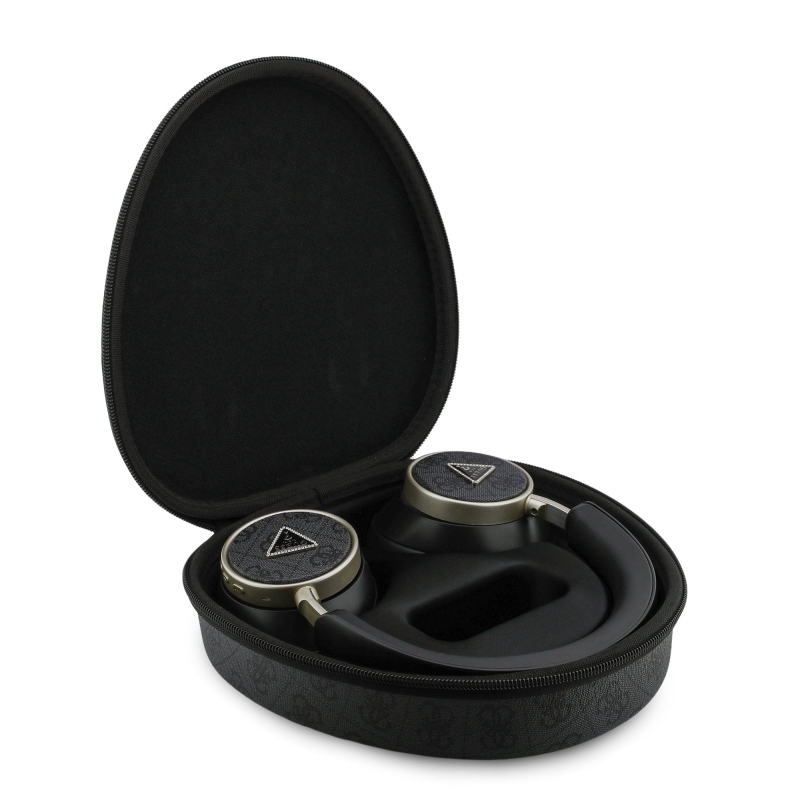 Bezdrôtové slúchadlá Guess PU 4G Triangle Logo ENC Black