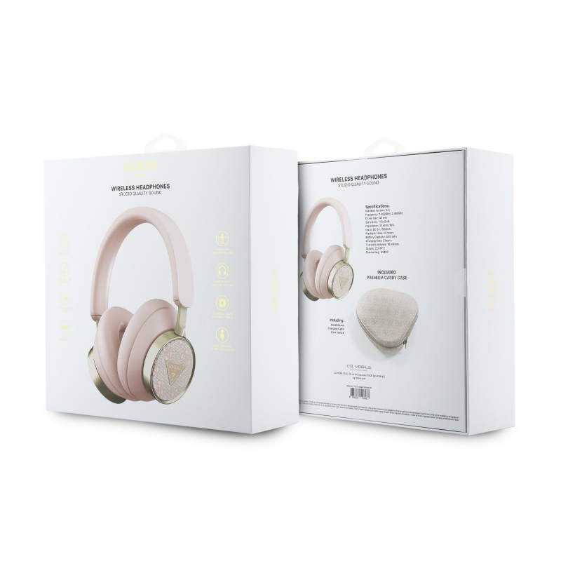 Bezdrôtové slúchadlá Guess PU 4G Triangle Logo ENC Pink