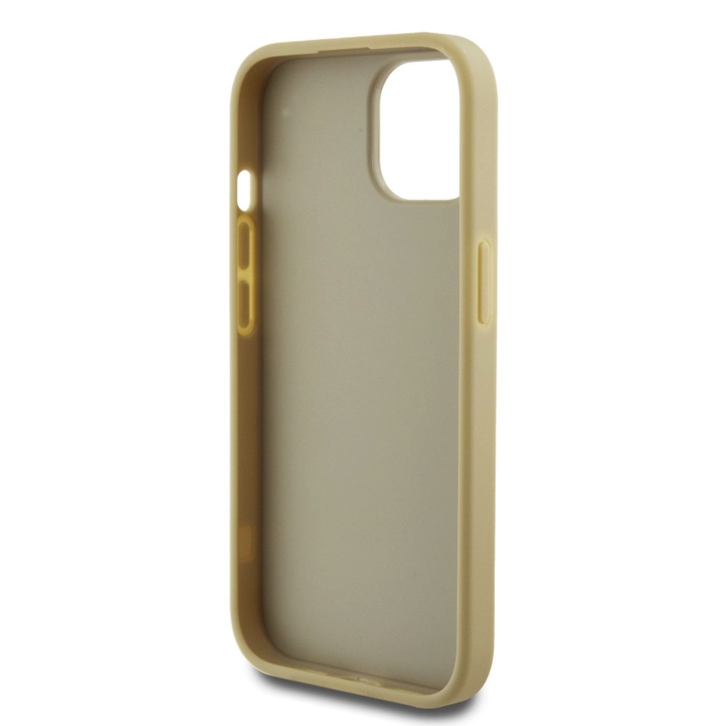 Guess PU Fixed Glitter 4G Metal Logo Zadný Kryt pre iPhone 13 Gold