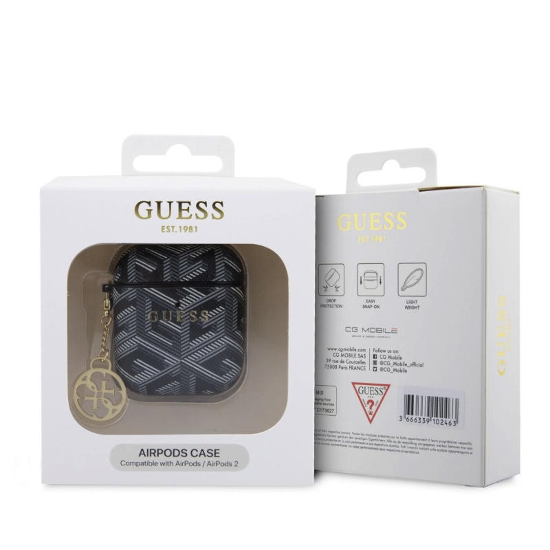 Guess PU G Cube Charm Puzdro pre AirPods 1/2 Black