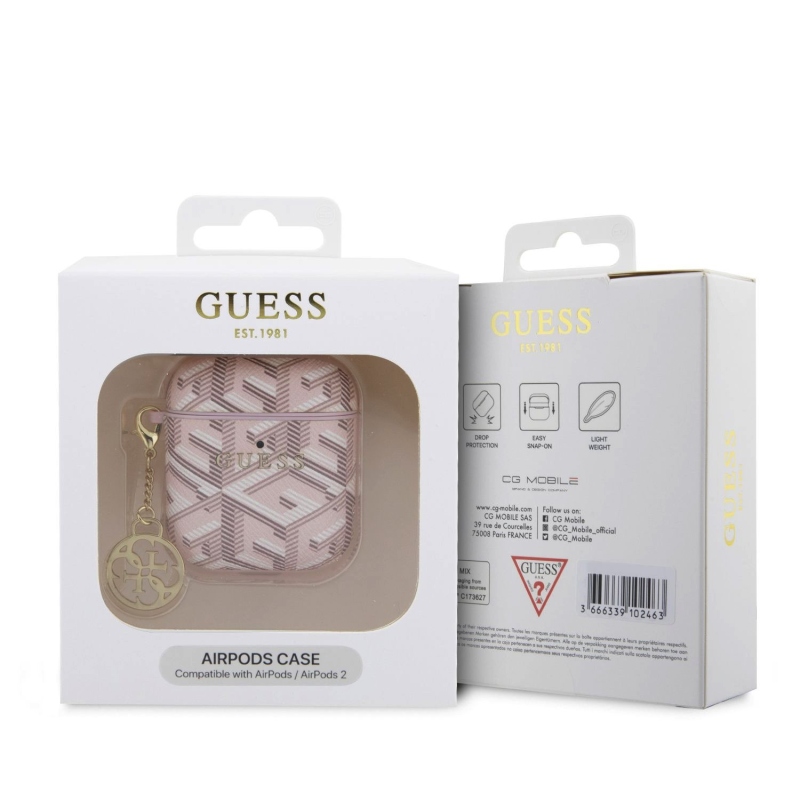 Guess PU G Cube Charm Puzdro pre AirPods 1/2 Pink