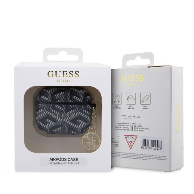 Guess PU G Cube Charm Puzdro pre AirPods 3 Black