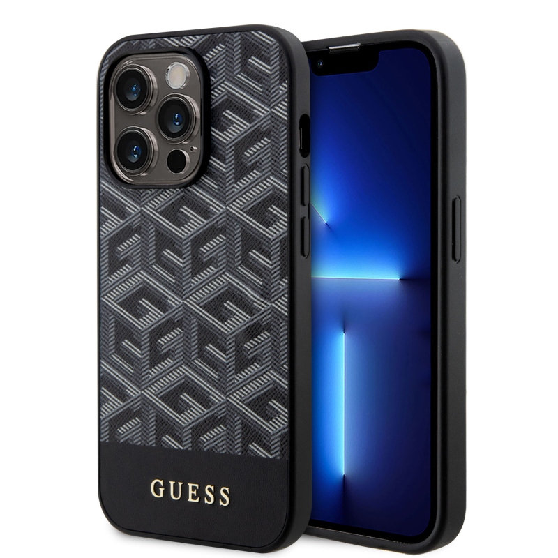 Guess PU G Cube MagSafe Zadný Kryt pre iPhone 15 Pro Black